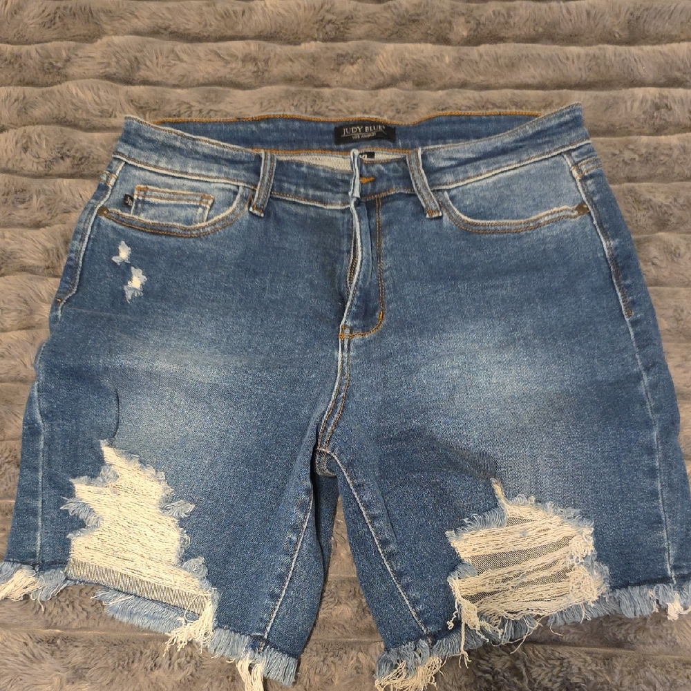 Judy Blue Distressed Jean Shorts in Blue